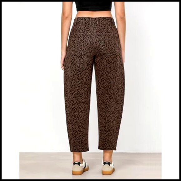 High Waisted Barrel Jeans Wide Leg Cropped Stretch Denim Pants Trendy - Picture 3 of 7